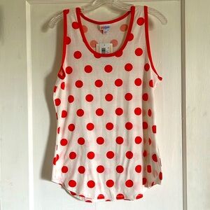 Lularoe Tank Top L NWT - Orange dots on White